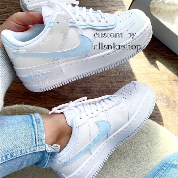 Nike air force low shadow baby blue custom